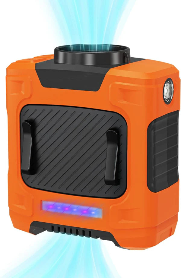 Waist Fan - Portable Neck Fan with 10000mAh Battery, 24-Hour Runtime, LED SOS Light, 3 Speeds, 15500RPM Strong Airflow - Ideal Belt Clip Fan for Jobsite, Farming, Fishing