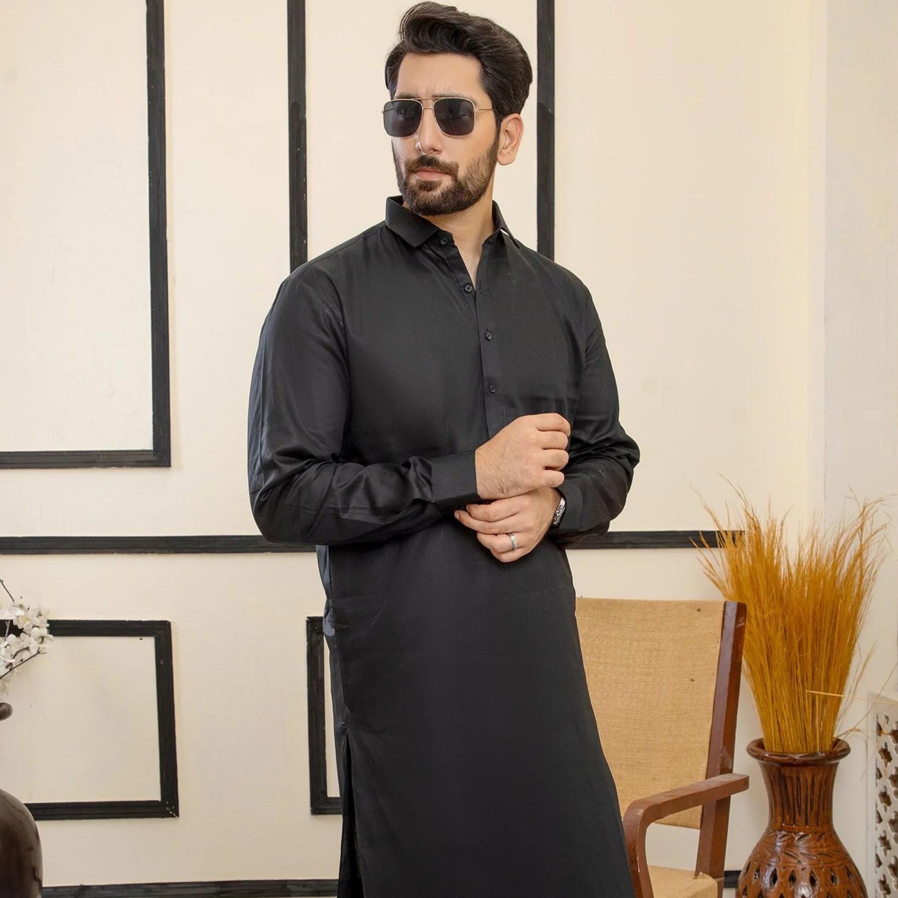 WASH & WEAR BLACK SHALWAR KAMEEZ