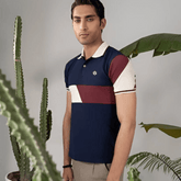 Blue Panel Polo T-Shirt